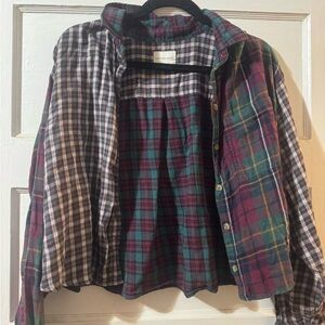 American Eagle Outfitters Multicolor Plaid Crop Top - Teal, Burgundy, Navy
